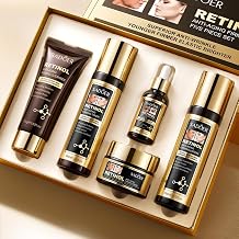 QueenLine 5pcs Retinol Face Toner Essence Cream Facial Lotion Moisture Anti-Aging Serum Cleanser Skin Care Set