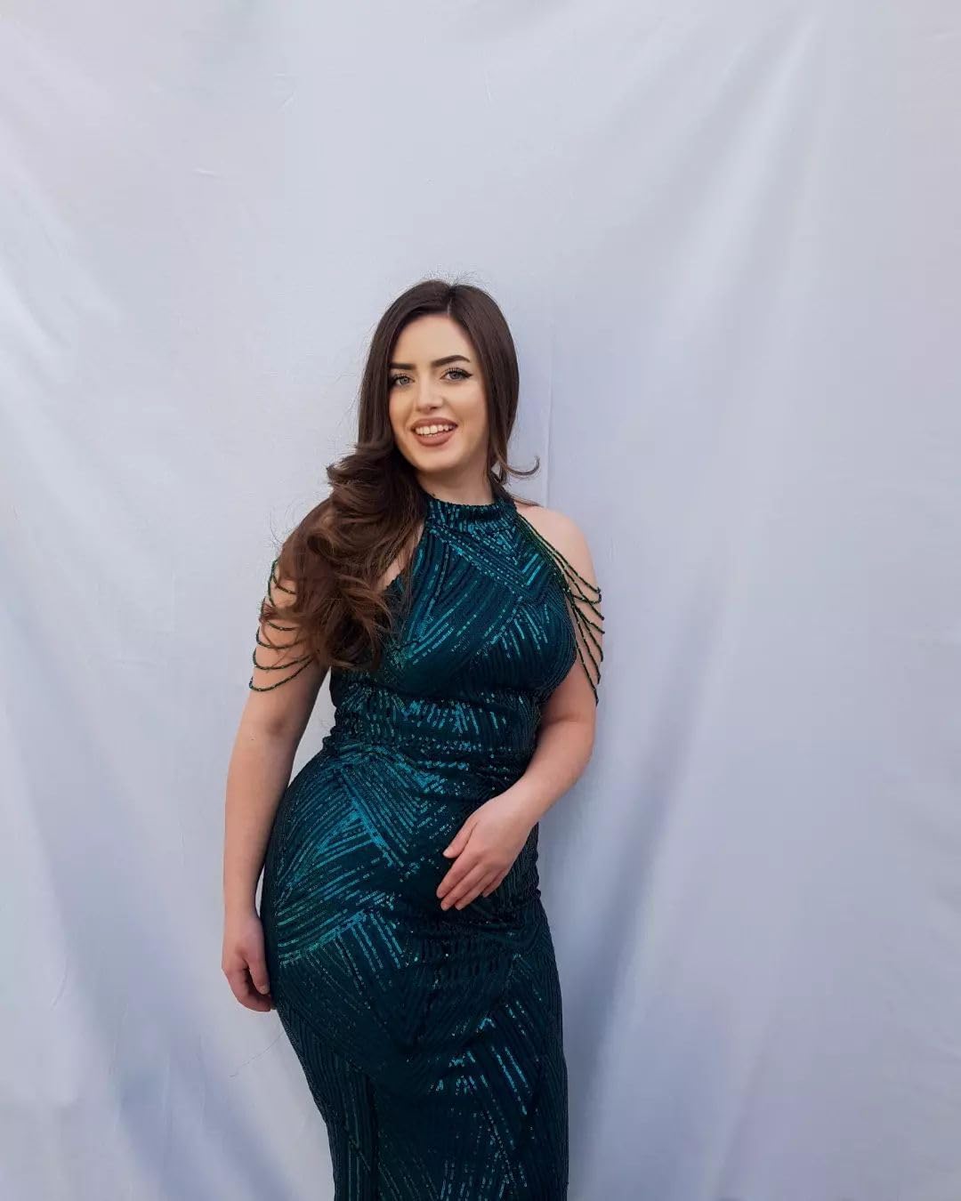 BELLA BARNETT Trendy Sequin Maxi Dress - Halter Neck