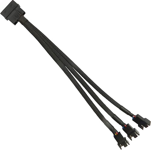 Miniatura 1 de FBHDZVV Cable divisor de ventilador PMW de 4 pines a 3 pines4 pines, funda de PC, cable adaptador con funda de ventilador de 1 a 3 PMW, divisor de