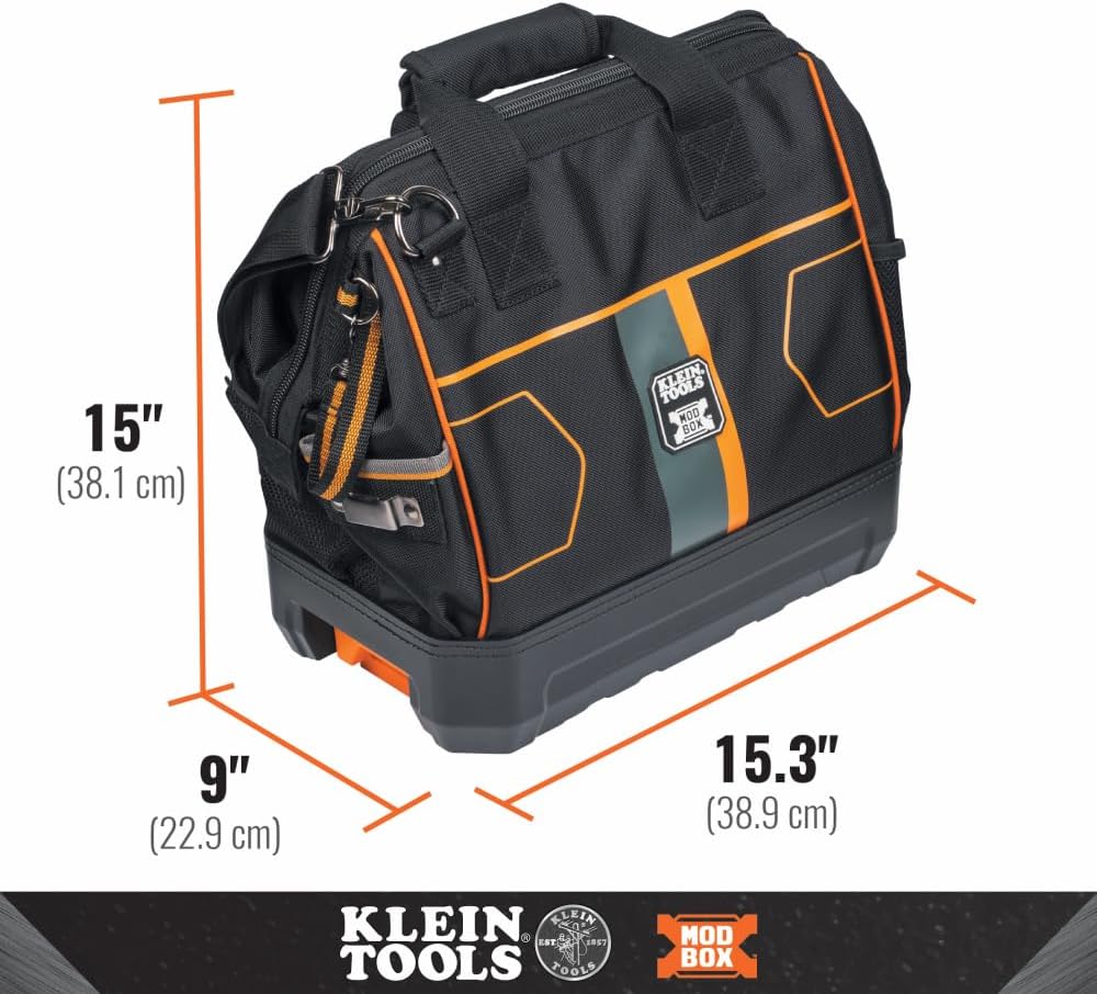 Klein Tools 62203MB MODbox Tool Bag, Part of the MODbox Mobile Workstation, 28 Pockets for Maximum Tool Storage, Internal Headlamp Bracket