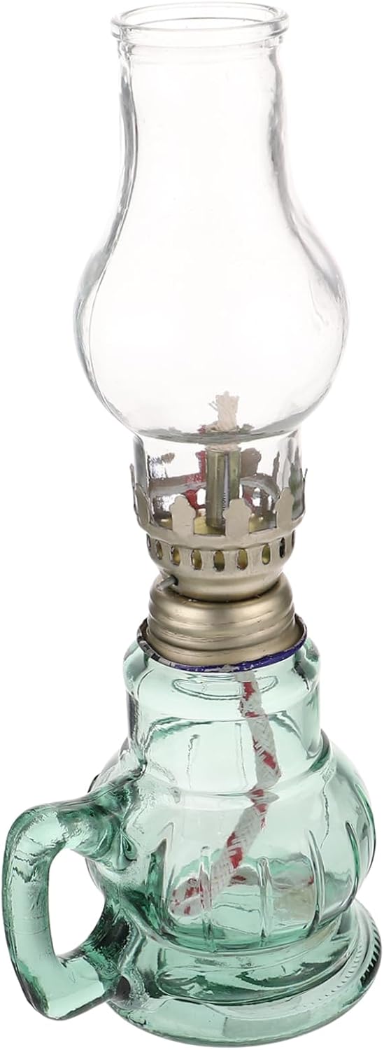 Glass Kerosene Oil Lamp for Indoor Use Transparent Desktop Lantern for Emergency Lighting and Home Decor Easy to Clean and Use Blue