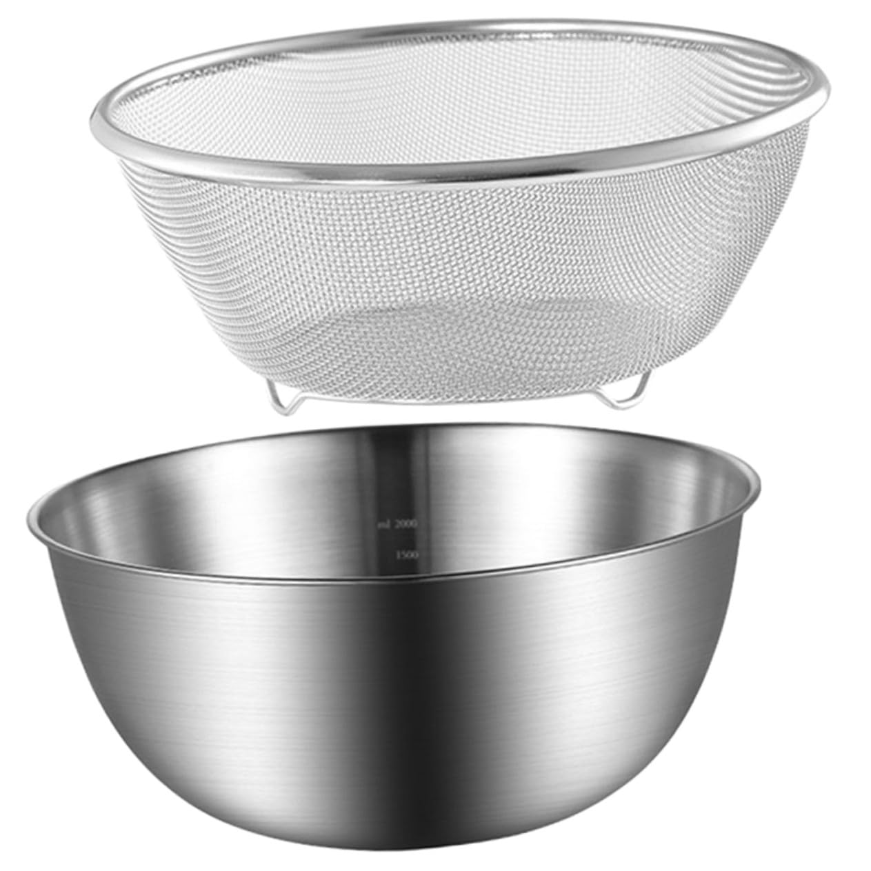 COLLBATH Colador Escurridor de Arroz y Frutas Cesta Estable y Multifuncional de Acero Inoxidable Fondo Plano Color Plata para Cocina y Uso Doméstico