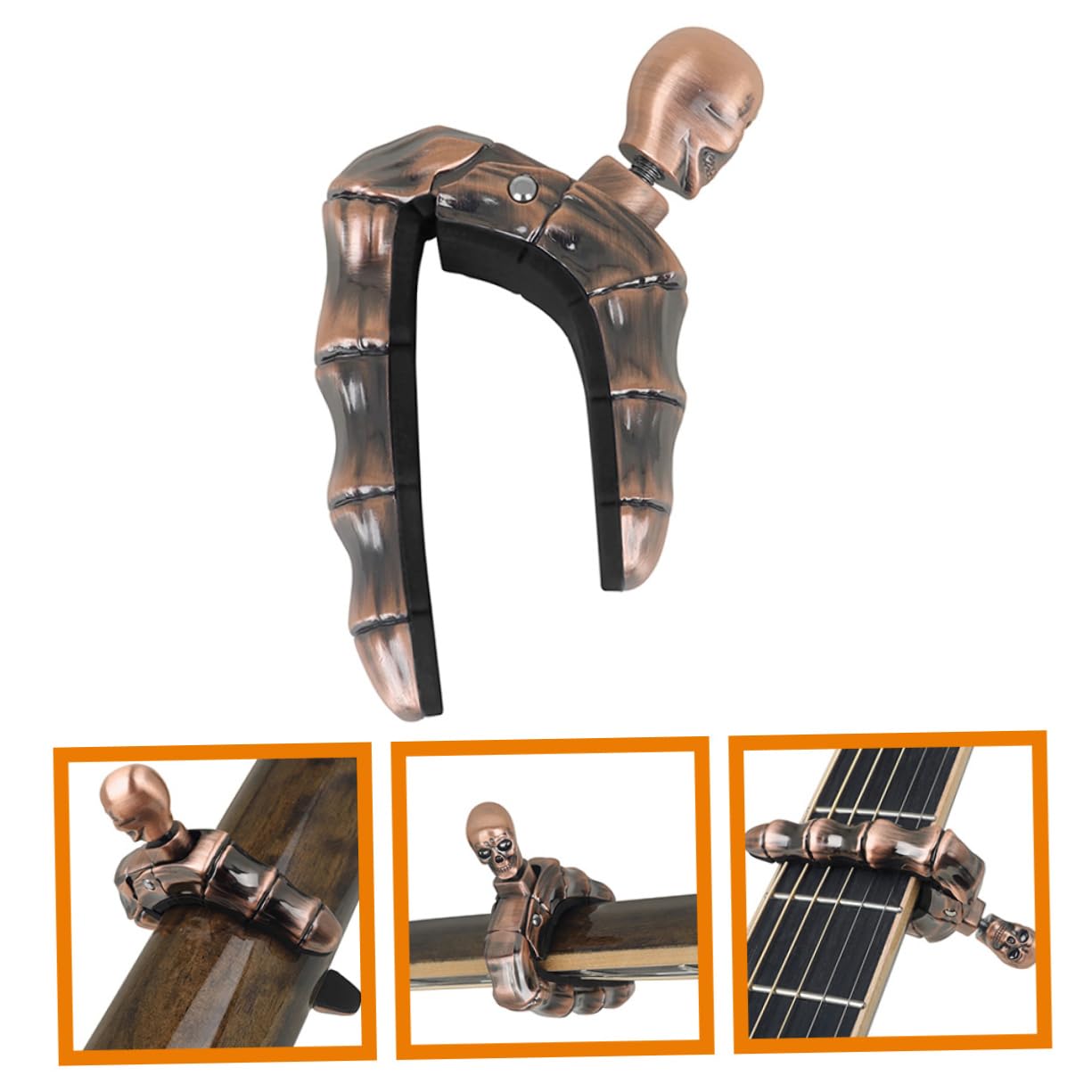 Capo per Chitarra e Ukulele a Forma di Teschio in Lega di Zinco Presa Antiscivolo