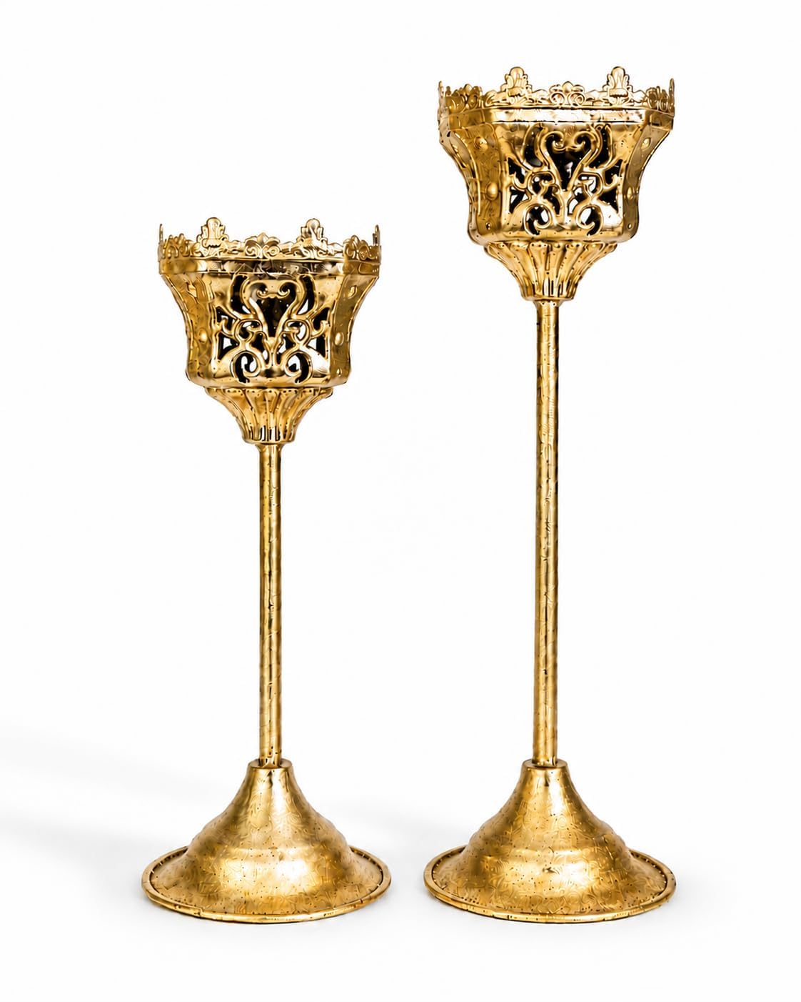Antique Gold Candle Holders - Set of 2