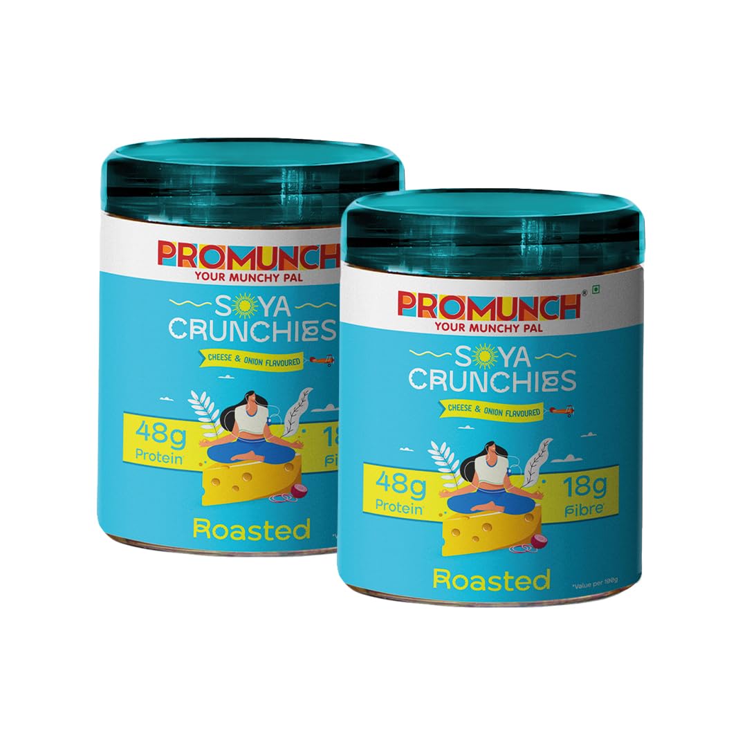 Roasted Soya Crunchies High Protein Vegan Snack Gluten Free Plant Based Healthy Munching Snack | Pack of 2, Flavour: Cheese & Onion, 150g Each