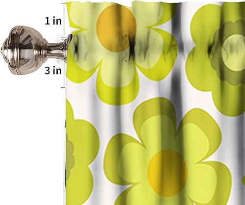 Miniatura 6 de Cortina de cenefa floral de los años 70, diseño retro con estampado de flores amarillas y verde lima, estilo de los años 70 y 60, cenefa con