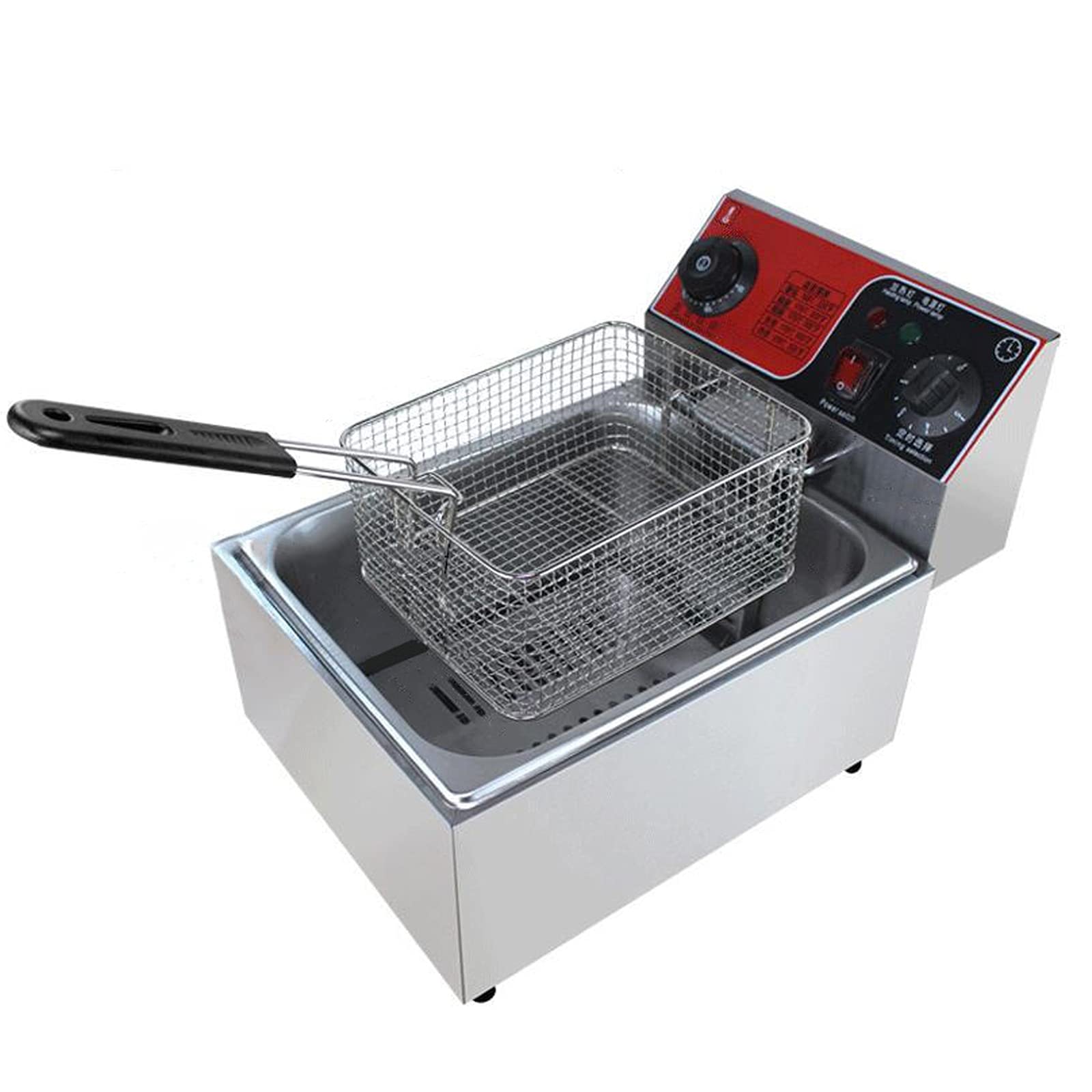Freidora eléctrica de 6 l/6 l + 6 l, freidora comercial con cesta, con control de temperatura y temperatura, para uso comercial y doméstico (6 l)