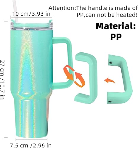 Miniatura 3 de AGH Paquete de 20 vasos de sublimación de 40 onzas con popote y tapa de acero inoxidable, aislamiento de doble pared al vacío reutilizables con asa