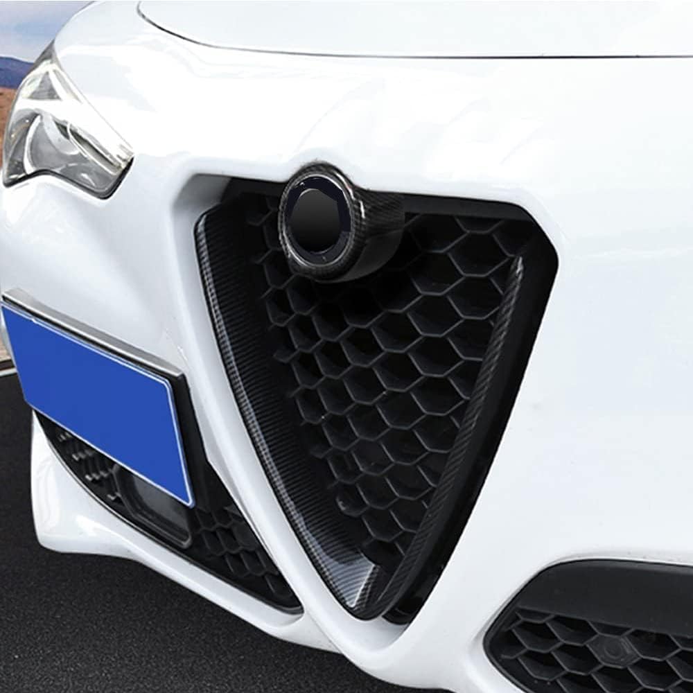 HARIN 2PCS per Alfa Romeo Stelvio 2017 2018 Auto Griglia Anteriore Decorazione Telaio Trim Copertura Trim ABS in Fibra di Carbonio Stile Accessori di Modifica