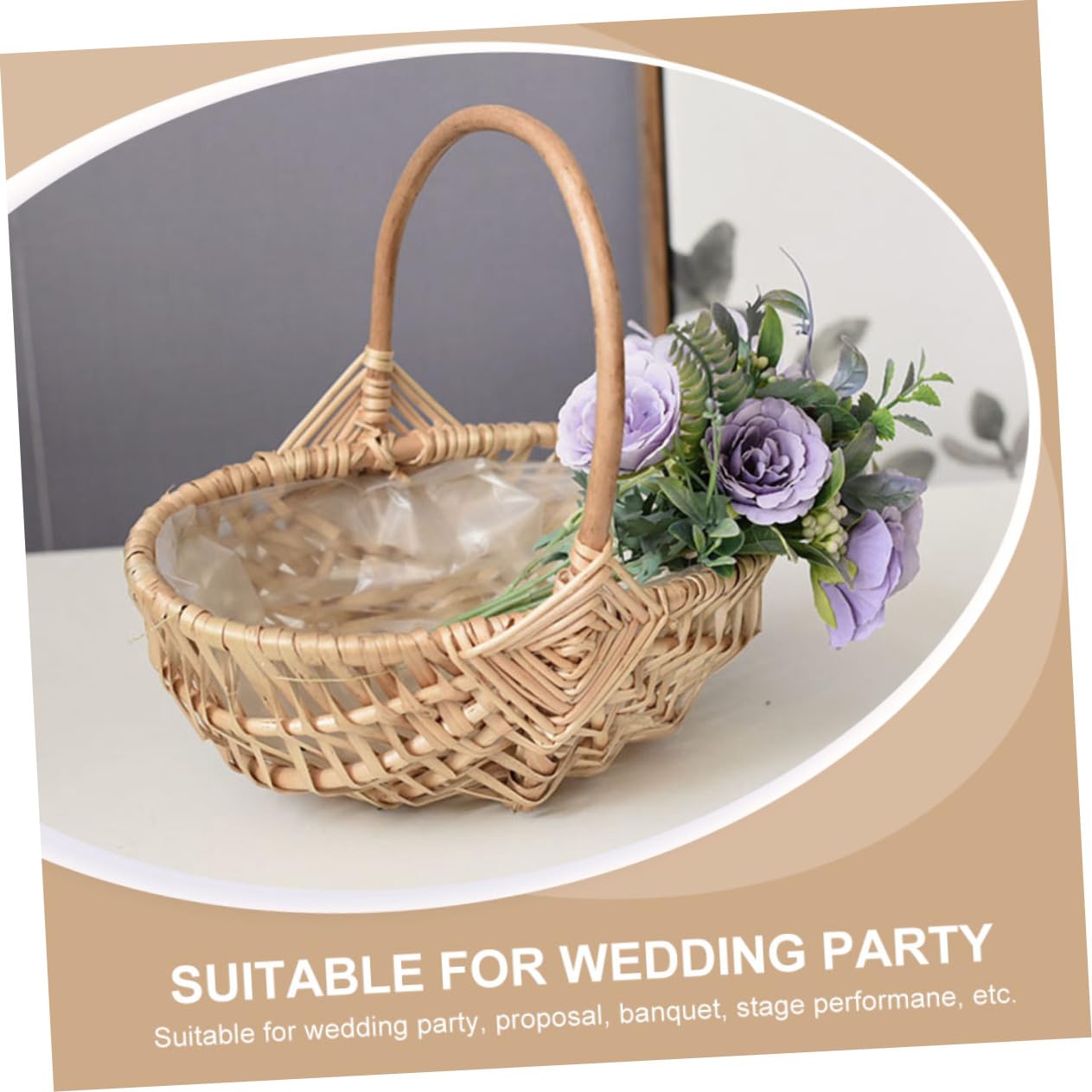 2stücke Teiliges Handgewebtes Blumenkorb Henkel Tragbar Und Leicht Natürlicher Rattan Flechtkorb Für Hochzeiten Blumenarrangements Als Geschenk Oder Deko Im Landhausstil Geeignet