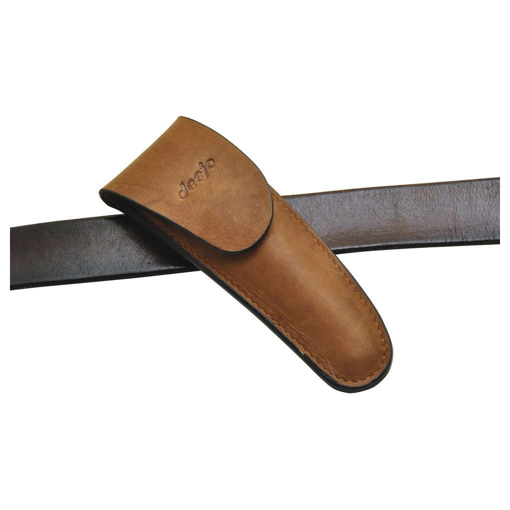 deejo - Étui de Ceinture en Cuir pour Couteaux 37g, Naturel - Design et Cuir Véritable - Protection Optimale pour Couteau de Poche, Pliant, Multifonctions