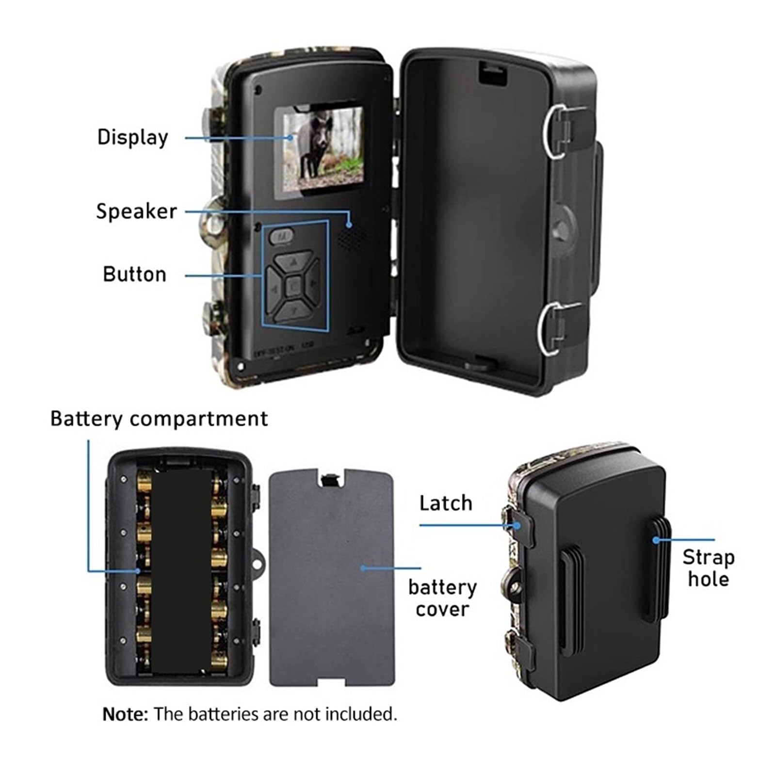 Kamera leśna, Kamera Myśliwska Szlakowa 12MP 1080P Noktowizor Na Podczerwień Wyzwalacz Aktywowany Ruchem Bezpieczeństwa Outdoor Wildlife Photo Trapki(With 32GB TF Card)