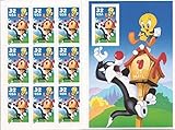 USPS Looney Tunes Sylvester and Tweety (Pane of 10) 32 Cent with Imperforate The 10th Stamp Error Postage Stamps 1998 Scott #3205