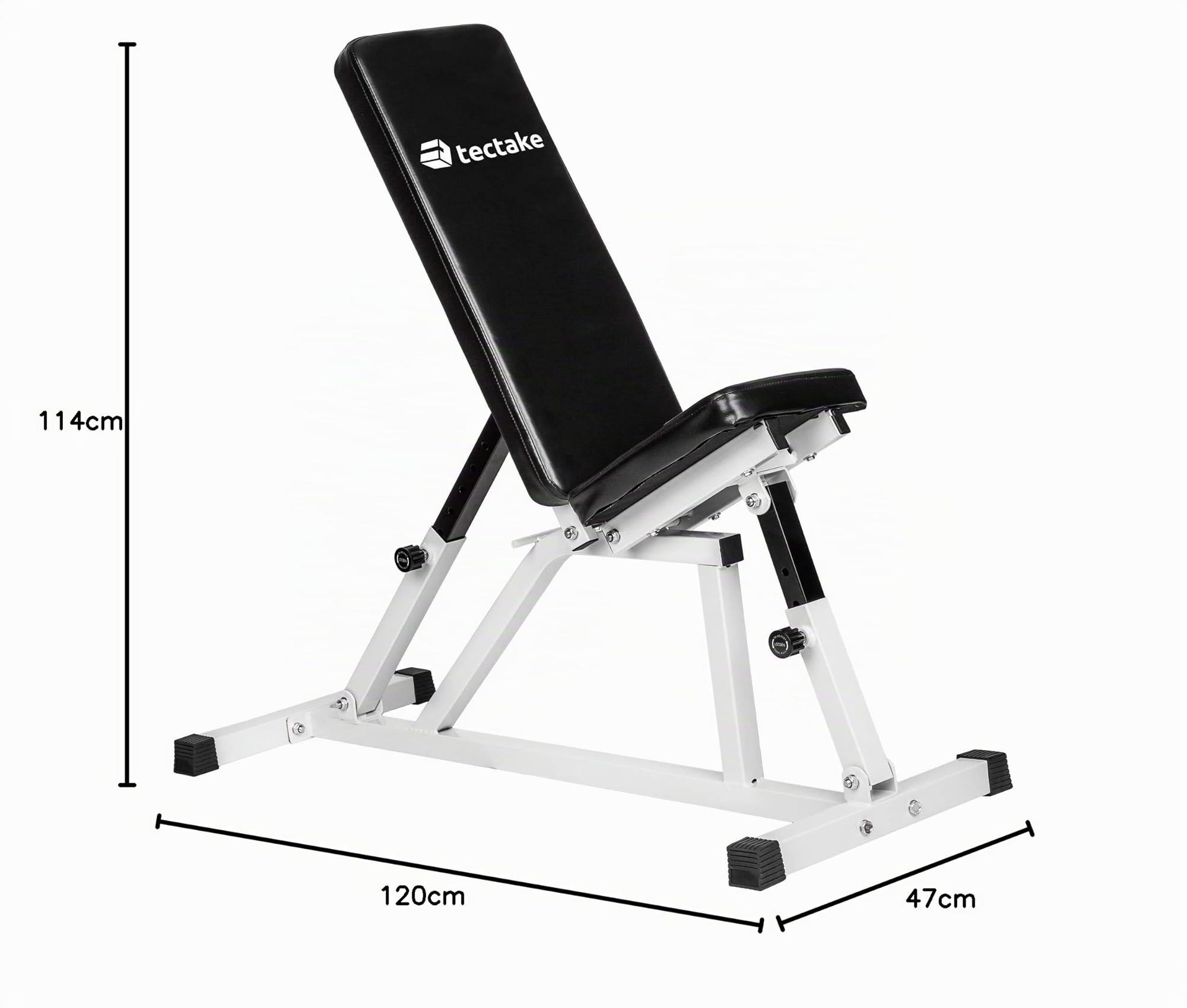 tectake® Panca Palestra Regolabile Multifunzione 120x47x114cm, Panca Inclinata per Pesi Palestra, Attrezzi Home Gym per Addominali, Glutei e altro, Allenamento a Casa, Workout, Fitness - Nero/Bianco