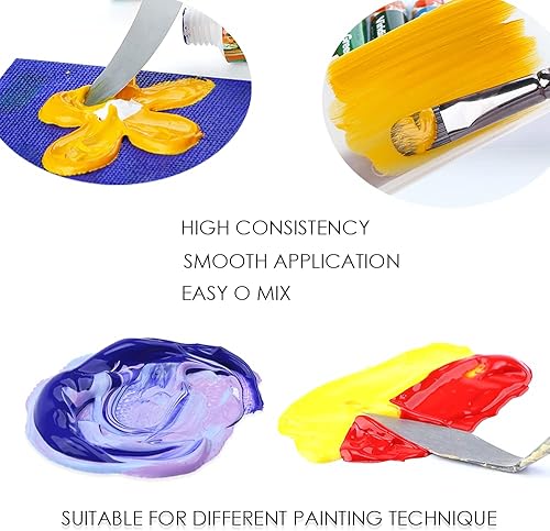 Miniatura 8 de TRANSON Juego de pintura acrílica de 24 colores con 5 pinceles de pintura no tóxica para lienzo artesanal pintura de arte rupestre