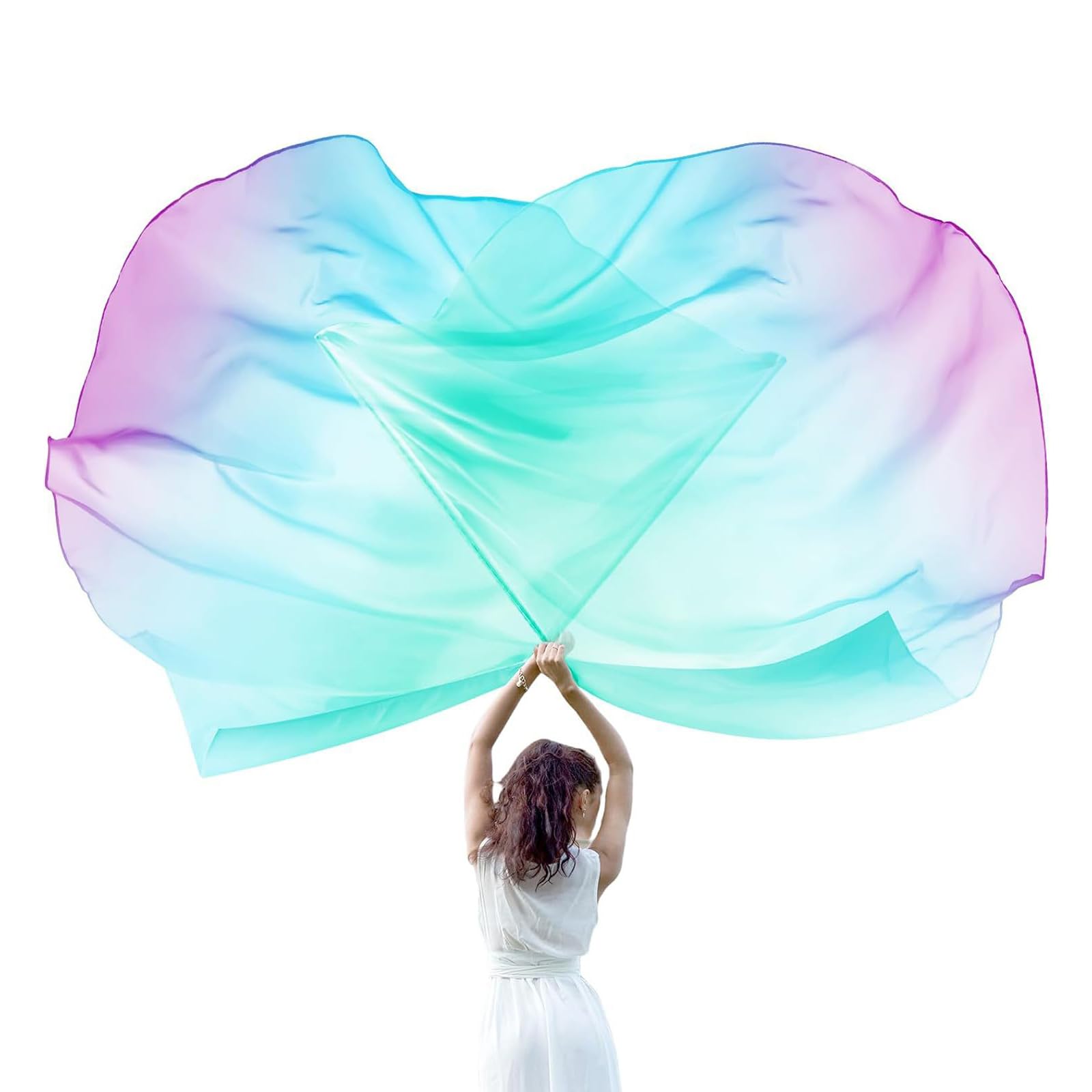 HDOYTXXM 2Pcs Praise Dance Worship Flags with Scalable Rod Semicircle Wing for Dancers Semicircle Wing Double Dance Accessories