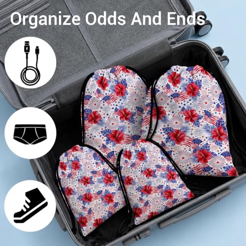 Image of US Flag Drawstring Bag Portable Patriotic Pouch Bag for Outdoor Party Holiday