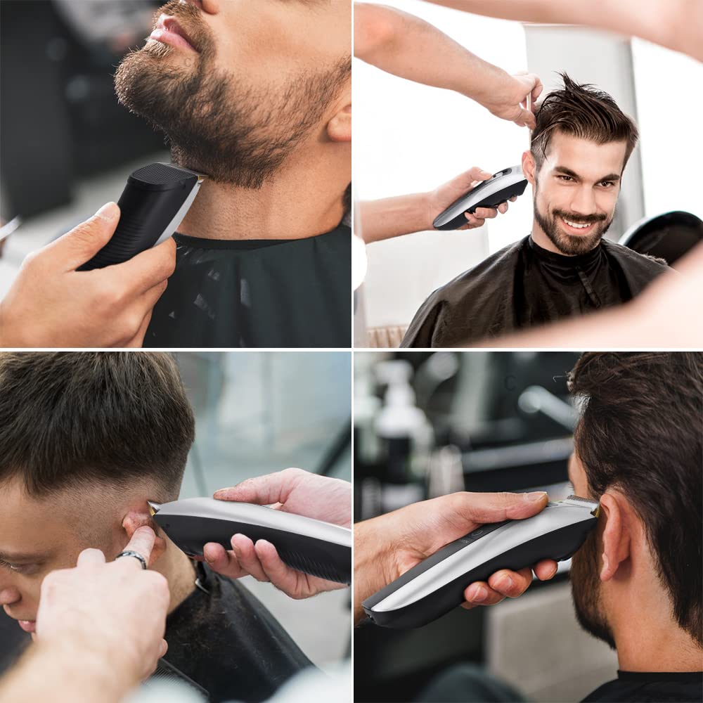 Tondeuse Cheveux Hommes sans Fil Professionnelle Tondeuse à Cheveux Électrique Lame en Céramique et Titane Réglable avec 8 Sabots