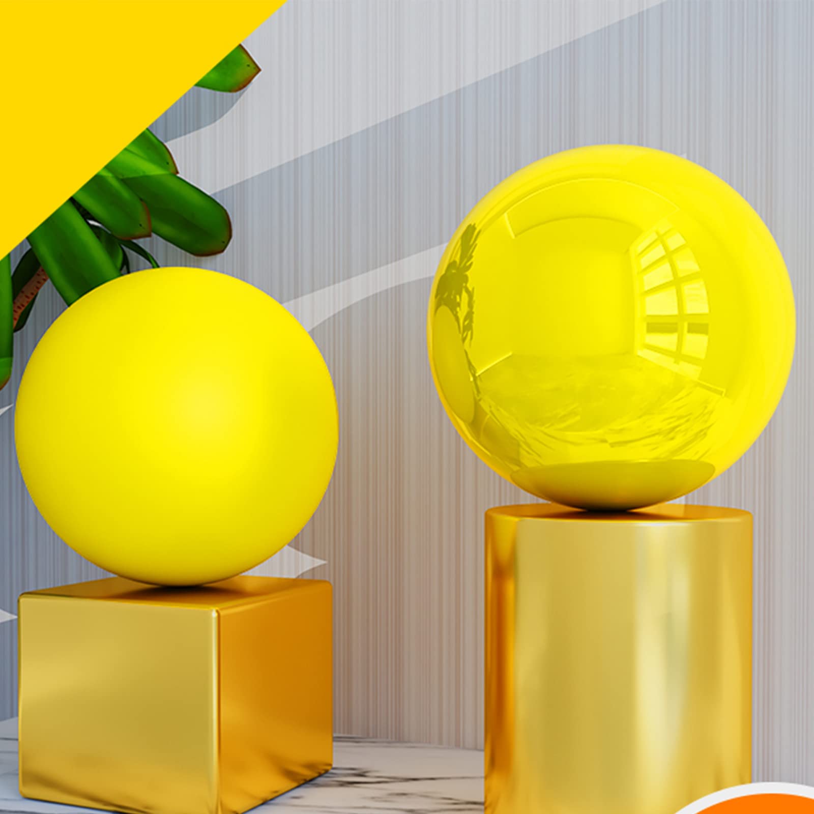 Balas de jardín, bolas huecas de decoración Globo de observación Bola de espejo Esfera de jardín reflectante pulida de acero inoxidable amarillo for fotografía Jardín Decoración del hogar, 200 mm(Size