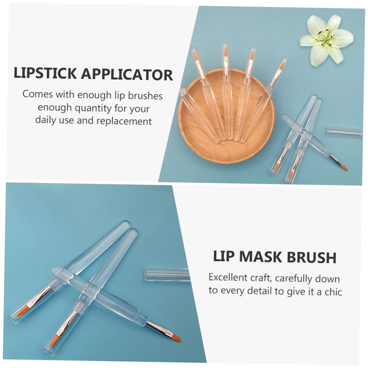 Healeved 20pcs Man-made Fiber Lip Makeup Brush Set Resin Handle Eye Shadow Brush Lid Soft and