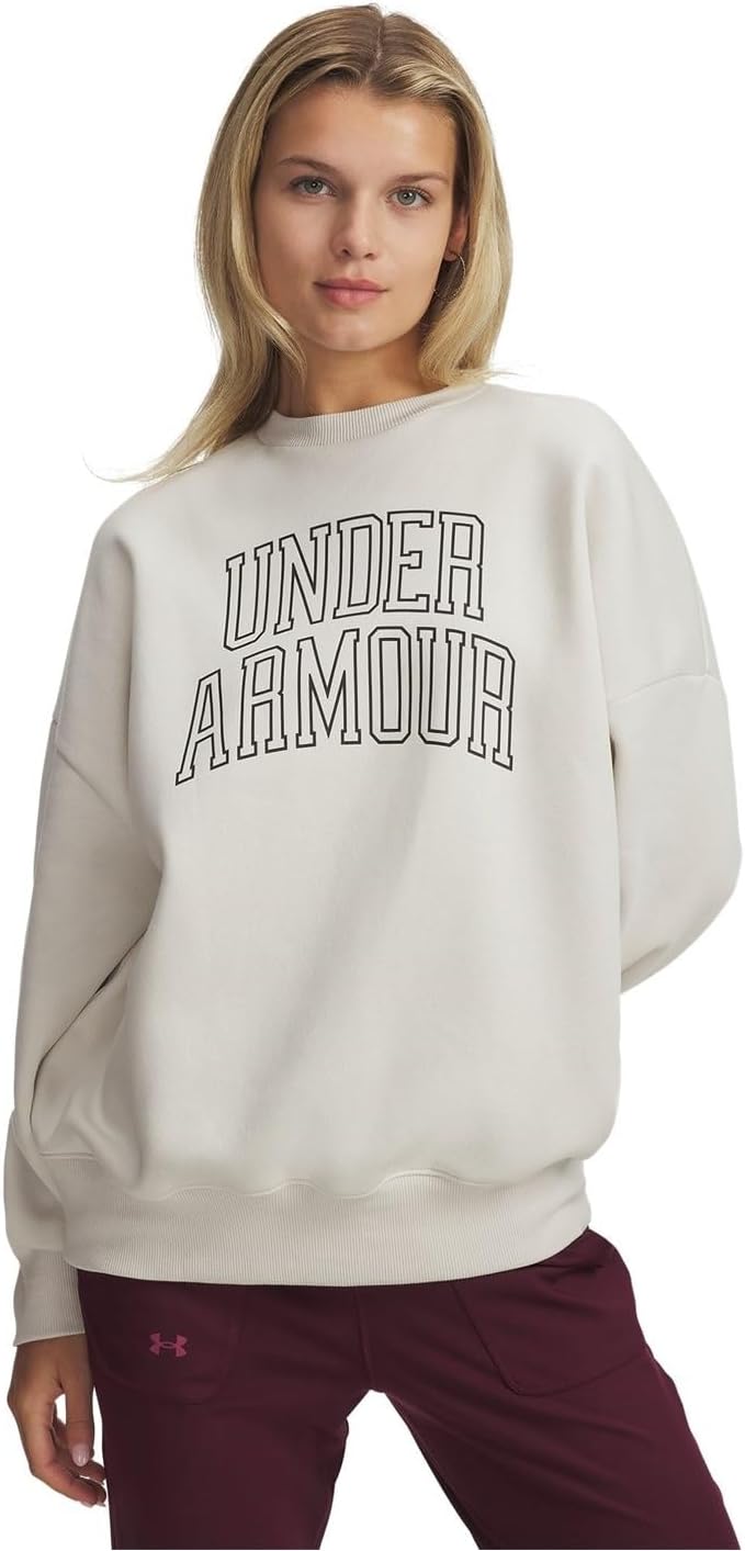 Under Armour - Womens Rival Fleece Oversized Varsity Crew Neck Sweater
