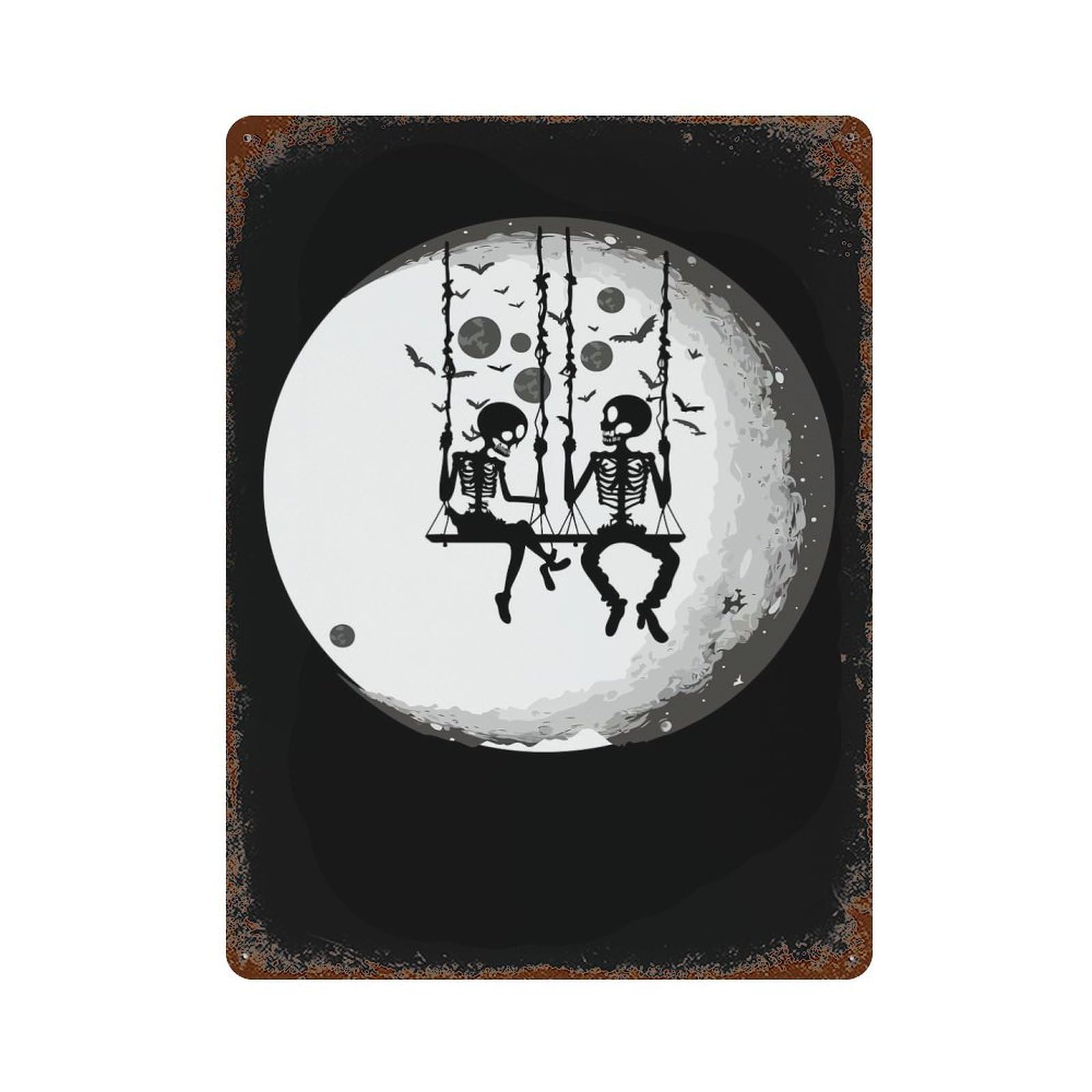 Moon Phase Weathered Tin Sign 15.7"x11.8", Vintage Wall Decor for Garage, Pub Or Kitchen