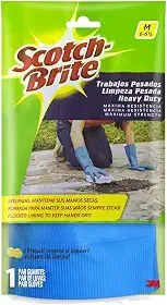 3M, Luva Limpeza Pesada Scotch-Brite, Tamanho Médio, Azul, 1 Par