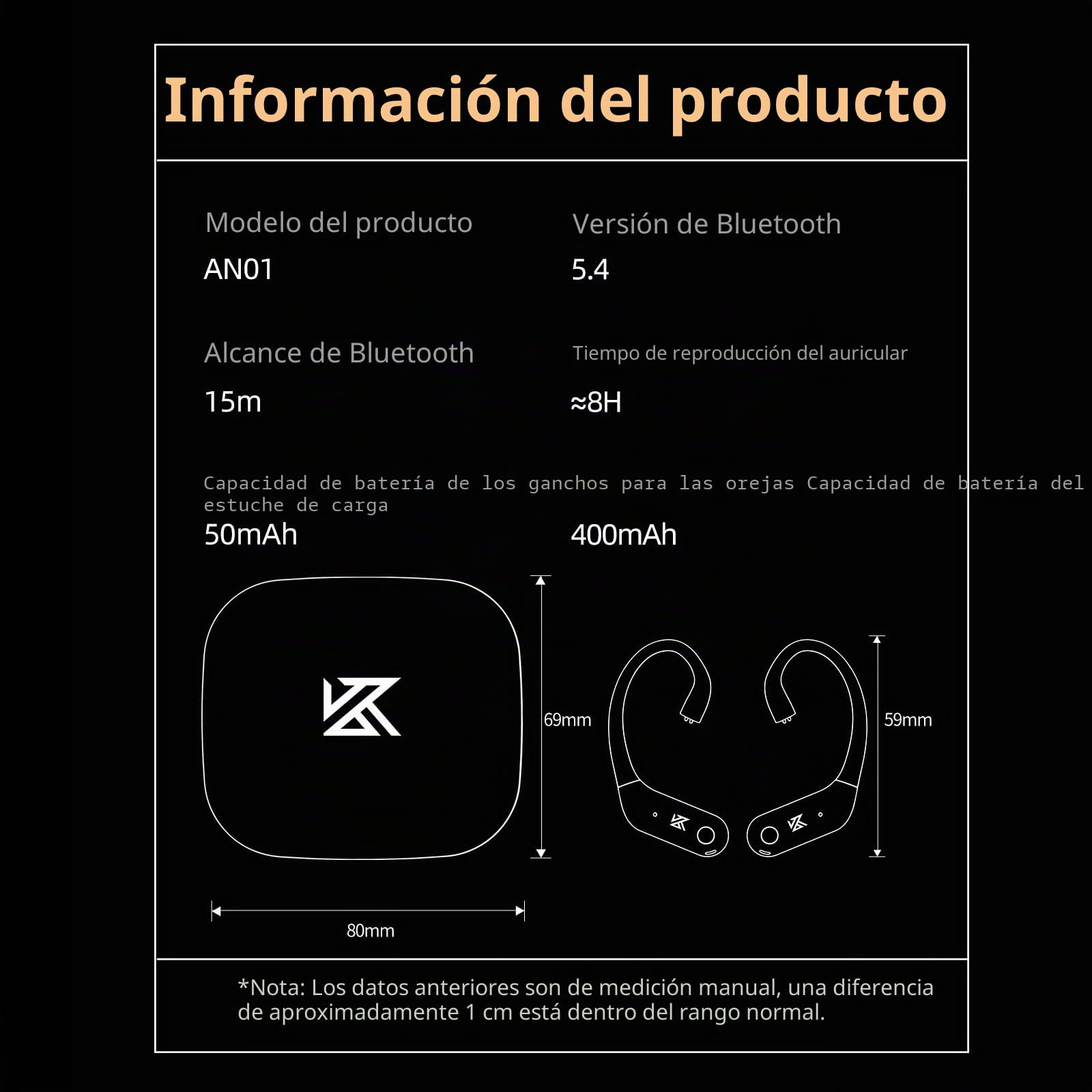 KZ AN01 5.4 Módulo Bluetooth, adaptador de gancho, convertidor inalámbrico, sonido HiFi, cancelación de ruido activa, audio LDAC, modo de transparencia