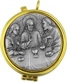 Communion PYX | 2 Sizes and 20+ Styles Made in Italy (Last Supper - Pewter, Large - 2.5")