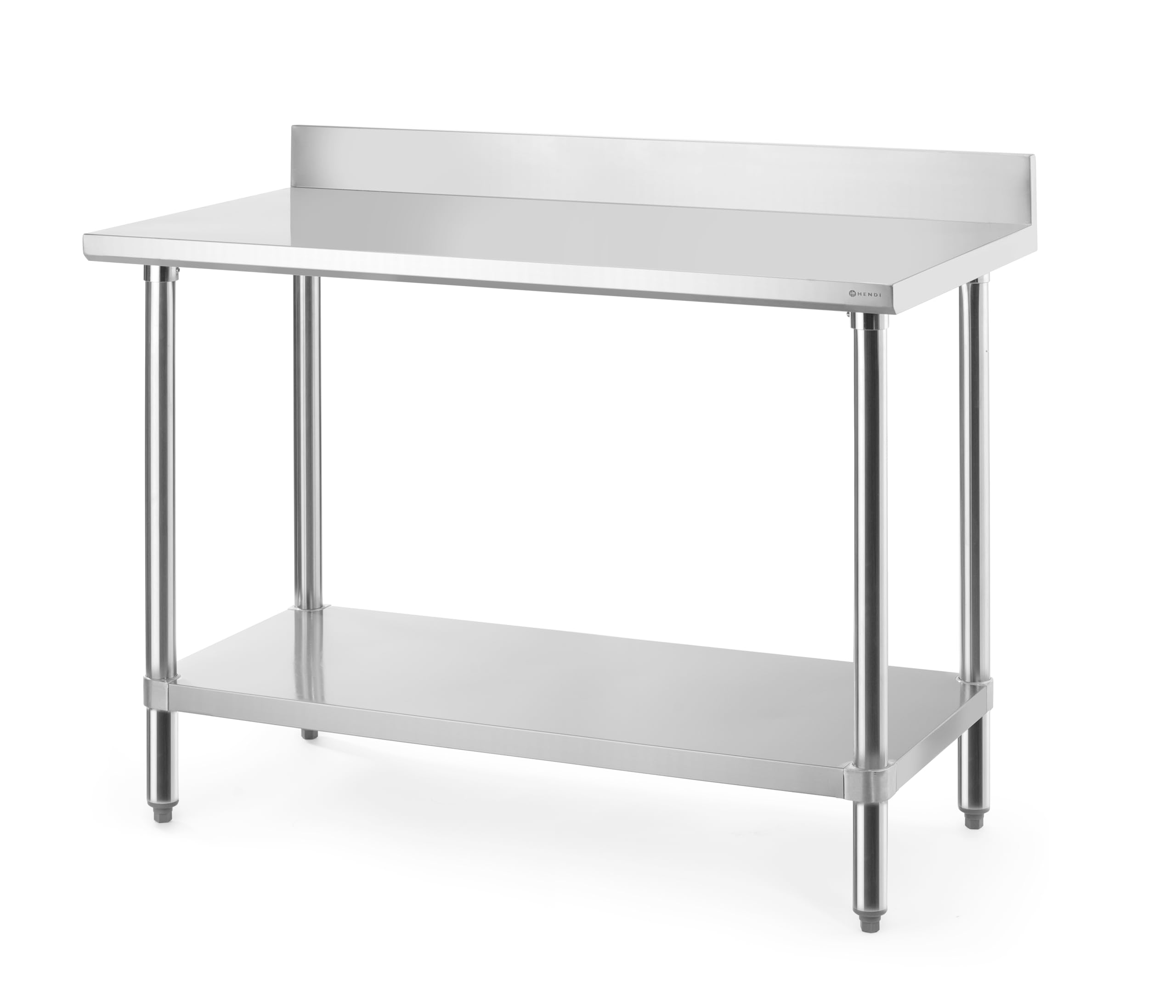 HENDI Tavolo da lavoro con alzatina posteriore, ripiano inferiore, 1200x600x(H)950mm, acciaio inox