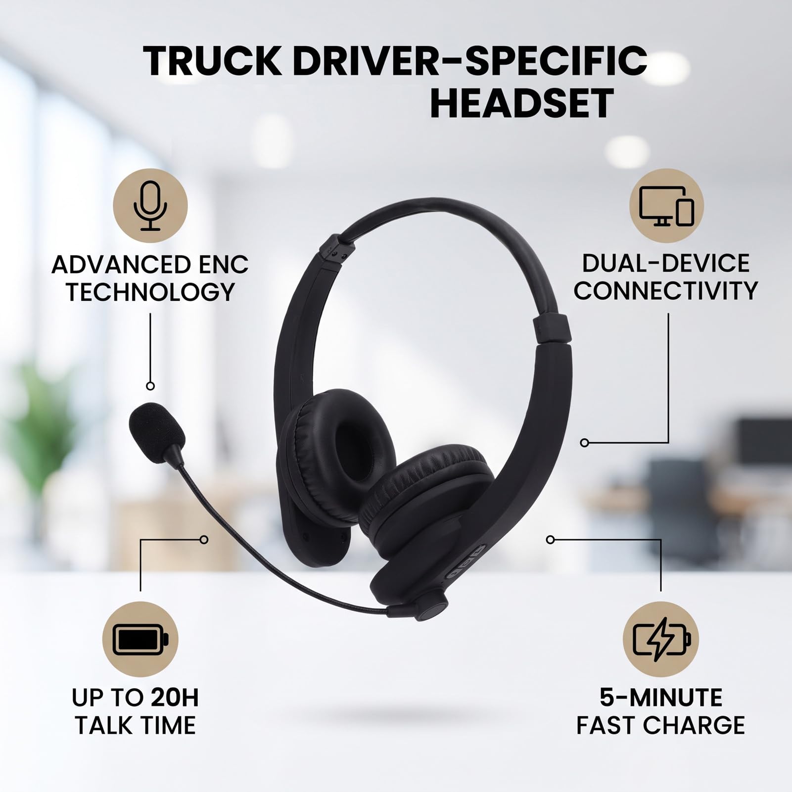 SENECESLI Casque Bluetooth Trucker, Connexion Bluetooth 6.0 et 2.4G