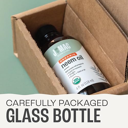 Miniatura 5 de J Mac Botanicals Aceite de neem orgánico para la piel (botella de vidrio de 4 onzas sin gotero)  Concentrado 100% puro sin diluir para cabello y