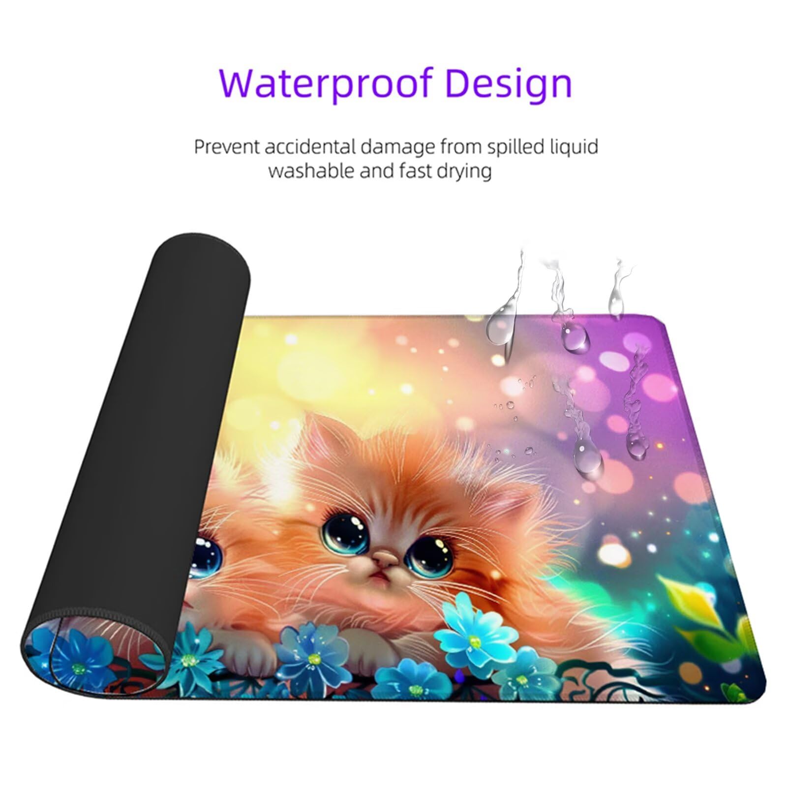 Alfombrilla Ratón Fantasía Alfombrilla Escritorio Gato Mouse Pad Gaming Duradera, Mouse Pad Grande Gaming Mejora Precisión y La Velocidad, Antideslizante Desk Mat para PC, Oficina 1600x800x3mm Y2-491