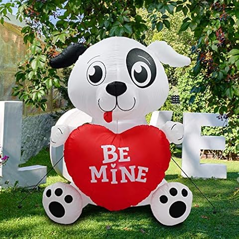 PARAYOYO 180 cm Inflatable Valentine Cutie Puppy Decoration for Wedding Day Party Light Up with Sweet Heart Cover