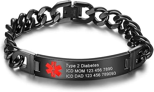 ROSI Custom Medical Alert Bracelet for Men Women, Stainless Steel Engrave Emergency Medical ID Bracelets for Adults, Mesh Emergency Medical ID