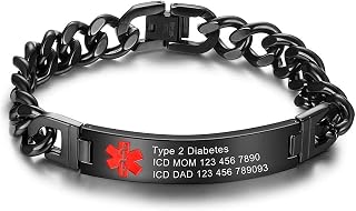 ROSI Custom Medical Alert Bracelet for Men Women, Stainless Steel Engrave Emergency Medical ID Bracelets for Adults, Mesh Emergency Medical ID Information Bracelets Wristband