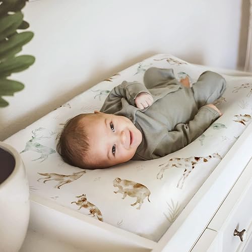 Miniatura 5 de GRSSDER Juego de 2 fundas elásticas para cambiador de punto de jersey ultra suave, fundas para cambiadores de mesa que se ajustan a almohadillas de