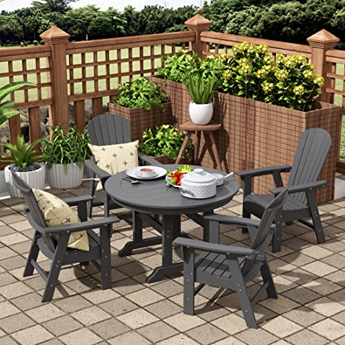 Wo Outdoor Adirondack Dining Chair Lounger Seat Retro Beach Aesthetic Seat Furniture For Outside Restaurant Dining, Home, Balcony, Terrace, Lawn, Pool, Deck, Garden (Gray) #TOP1