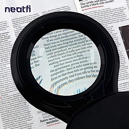 Neatfi 1,200 Lumens Super LED Magnifying Lamp with Clamp, Dimmable, Microfiber Cleaning Cloth Included, 60 Pcs SMD LED, 5 Diopter, 5 Inches Diameter Lens (Black)