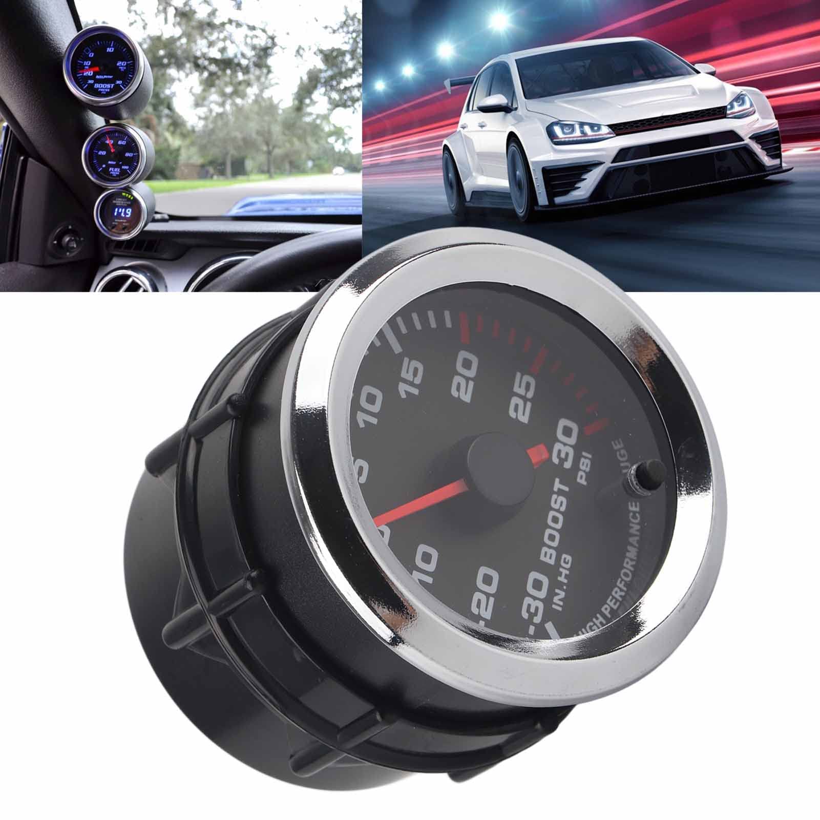 Uniwersalny wskaźnik wskaźnika Turbo Boost 7 kolorów wyświetlacz LED 30 30 PSI średnica 52 mm pasuje do samochodu ciężarowego 12 V łódź