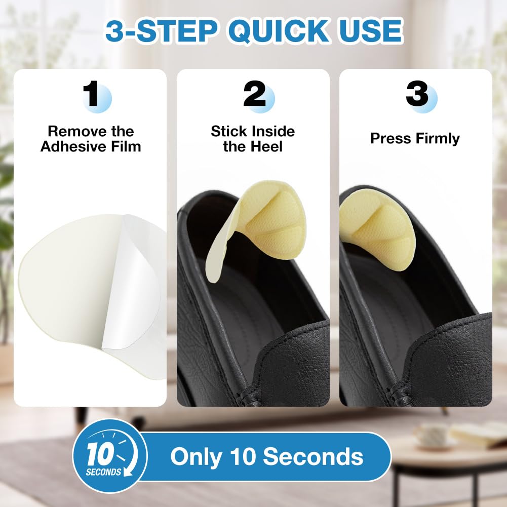 LOPHE Almohadillas para Talones, 3 Pares Almohadilla Talóneras Autoadhesivas para Mujeres y Hombres, Protector de Talon Esponja para Antirozaduras Zapatos y Reducir Talla Zapata (Negro)