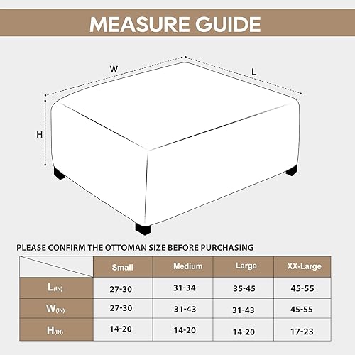 Miniatura 5 de NeColorLife Funda otomana de terciopelo rectangular de almacenamiento, funda otomana gruesa y elástica con banda elástica (tamaño mediano, color