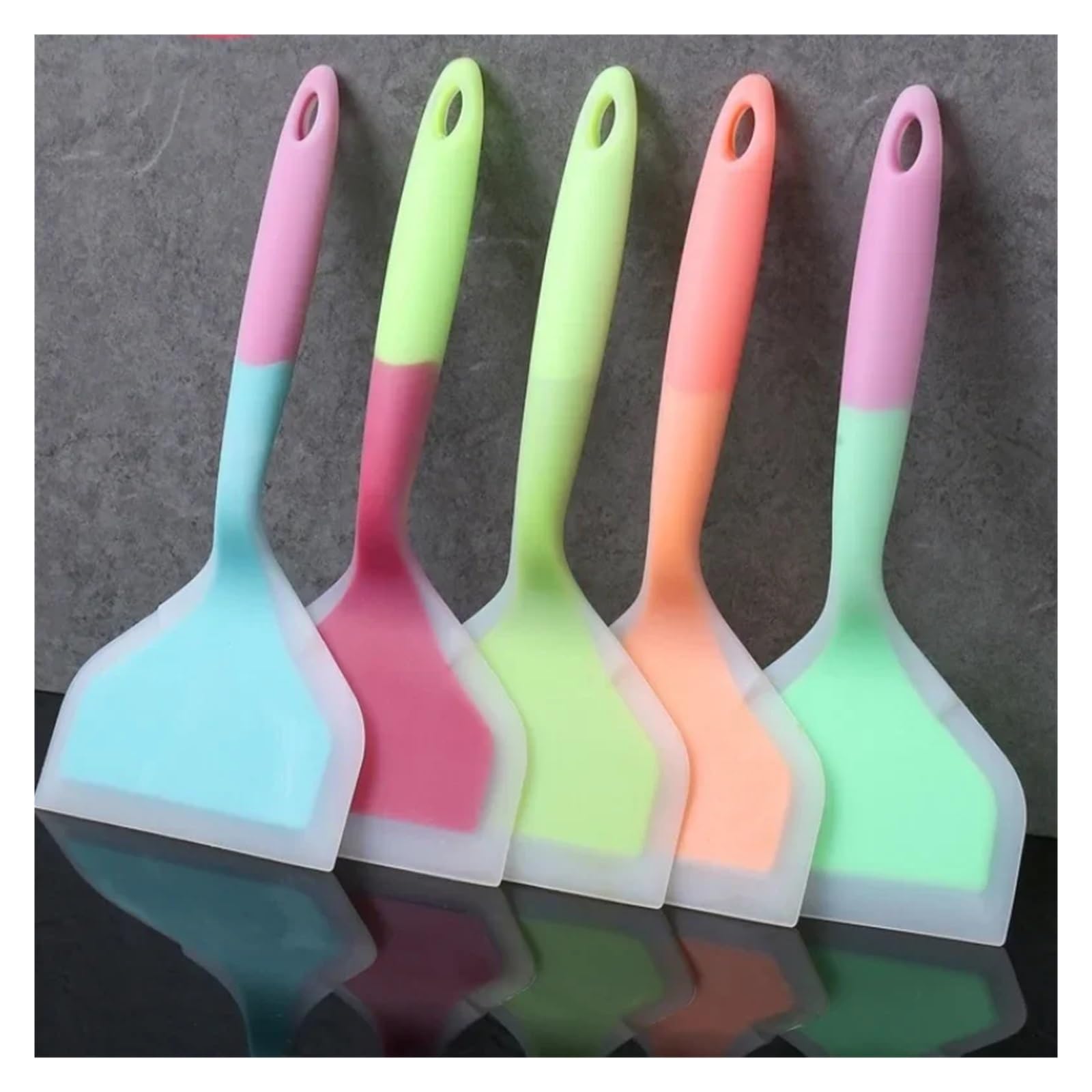 Lot de 8 spatules de cuisine en silicone pour gratter, ramasser et servir – Parfait pour la viande, les œufs et les pizzas