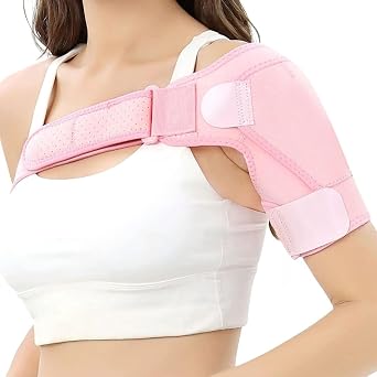 Torn Rotator Cuff Compression Shoulder Brace - Adjustable Arm Sling & Immobilizer, Pain Relief Support Sleeve Suitable for Both Left & Right Arms. Pink, Large