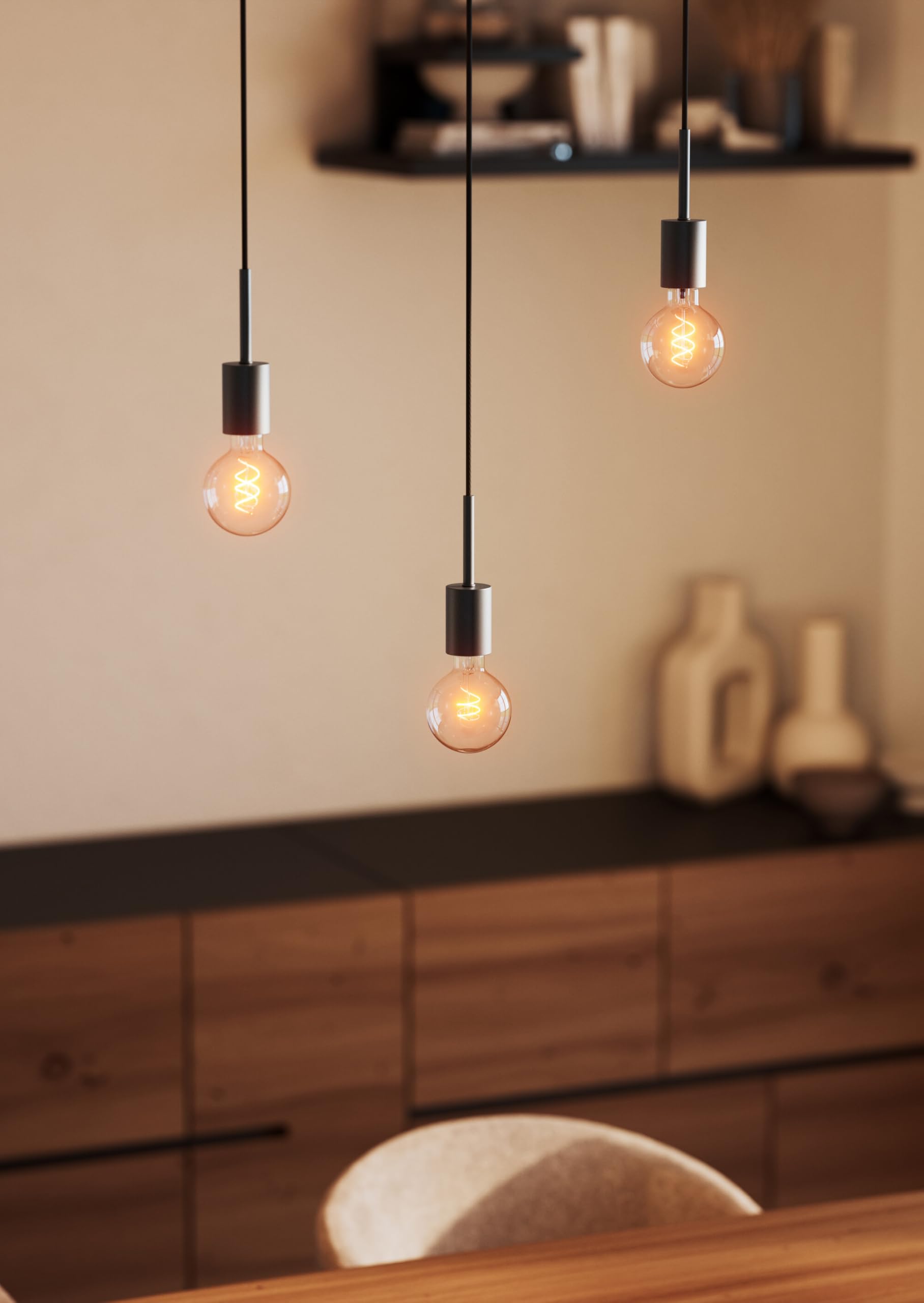 OSRAM Lampa wisząca Vintage, ciemnoszara, indywidualne scenariusze oświetleniowe, stal nierdz., idealna do salonów, nowoczesny design, styl vintage, kabel tekstylny 2 m, śr. 100 mm, prosty montaż