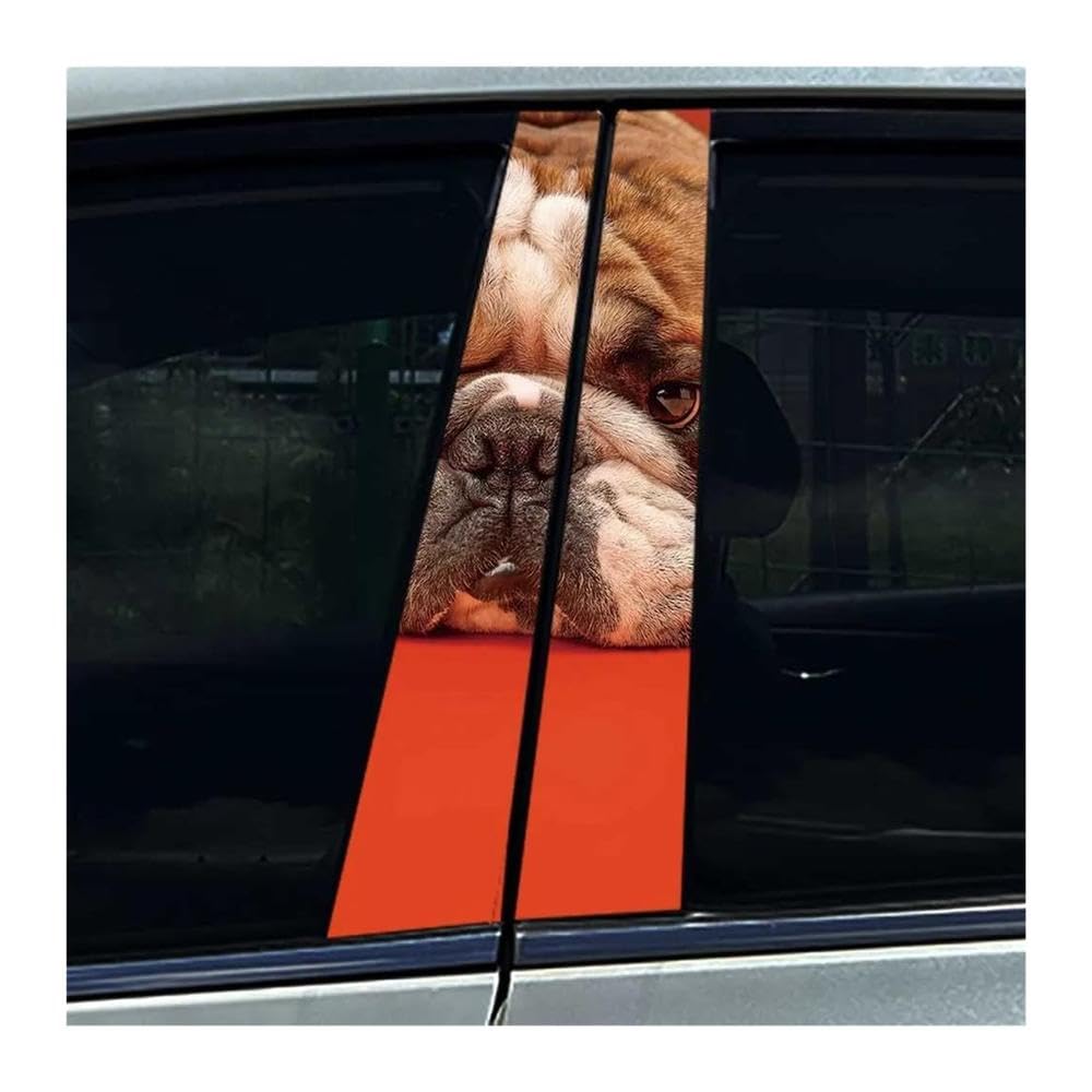Decorative Items 2PCS Car B Pillar Protective Film Decoration French Bulldog Car Center Pillar Sticker(Type A)