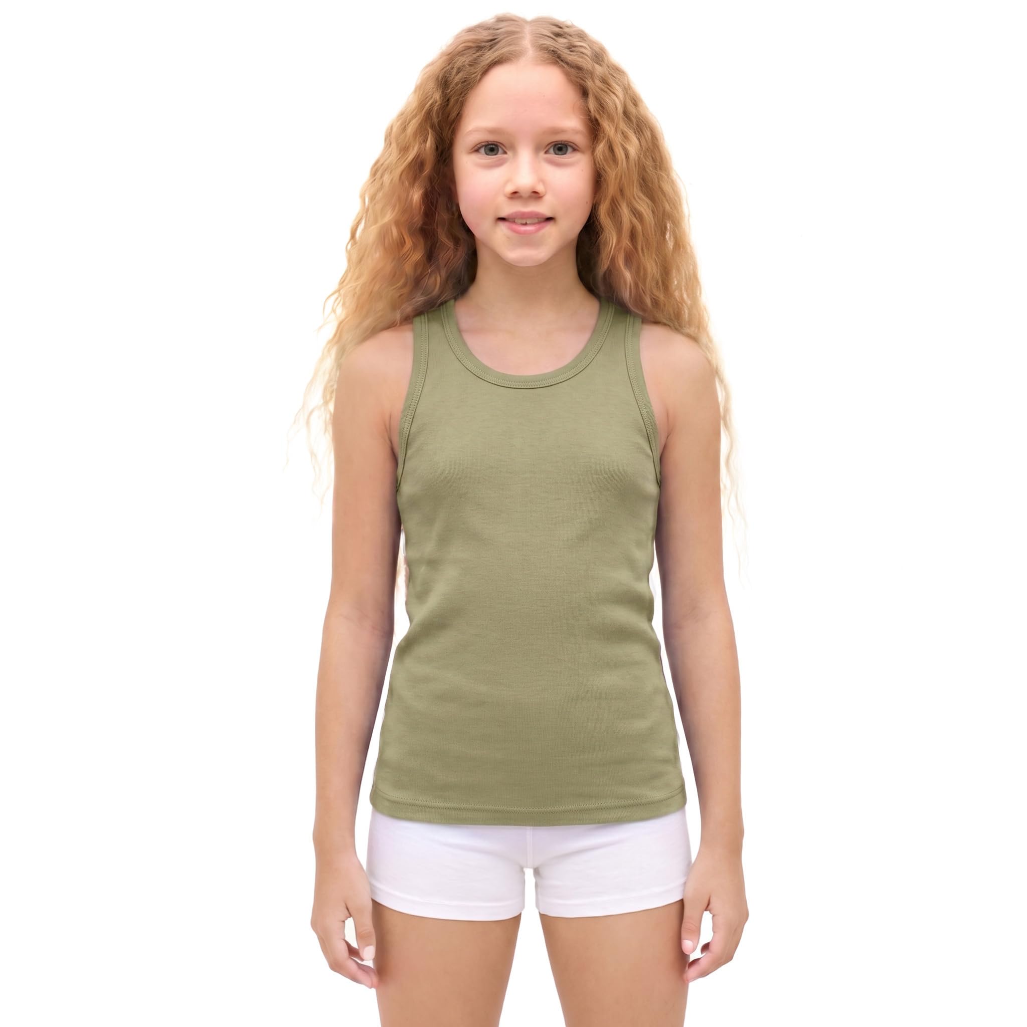 Lilax Girls' Racerback Tank Top 12 Olive Green