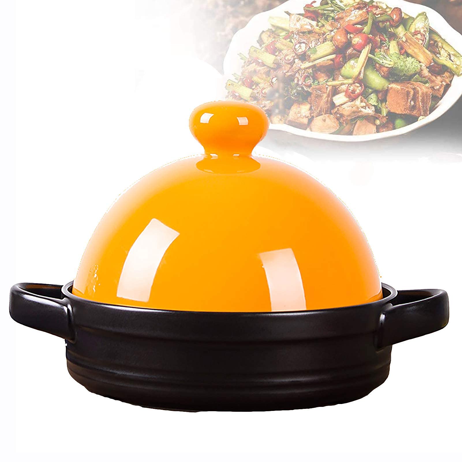NERDOH Ceramic Cooking Cooking Pot with 2 Handle Lead Free Stew Casserole Slow Cooker 1 5L Cooking Dish