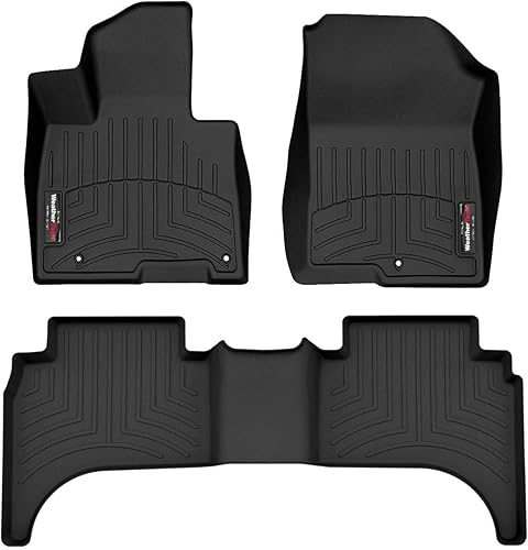 WeatherTech Alfombrillas de ajuste personalizado para Hyundai Santa Cruz - 1 y 2 fila (441678-1-4), Negro