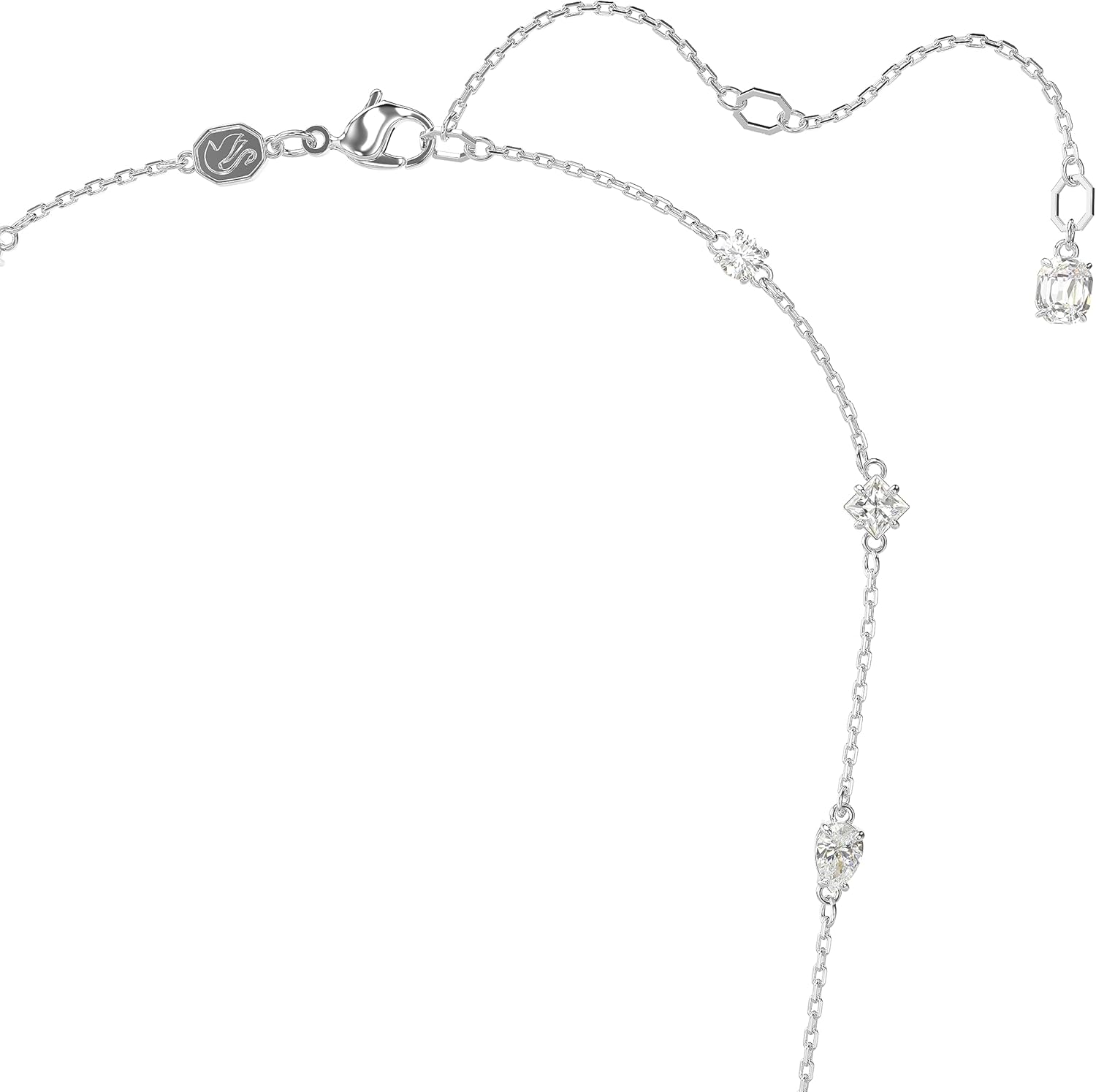 Swarovski Mesmera Bracelet, Necklace, and Stud Earrings Set, Rhodium Finished with Clear Crystals, Part of the Mesmera Collection